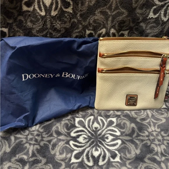 Dooney & Bourke Cream Crossbody Bag with Leather Trim - Picture 1 of 4